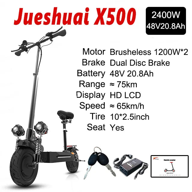 Jueshuai Outdoor Electric Scooter 1000W 48V-72V Fast Off Road Foldable