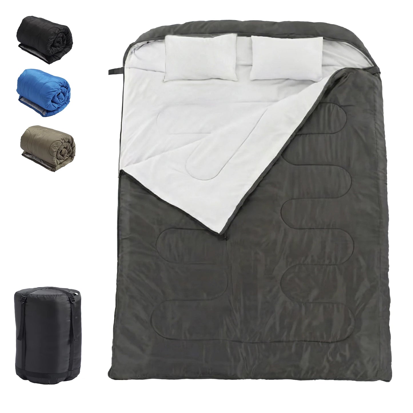 Lightweight Double Sleeping Bag For Two Adults With Pillow 3 Season Portable