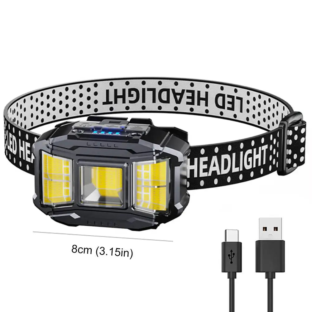 Shunmaii COB LED Head Mounted Flashlight USB Charging Headlamp Outdoor