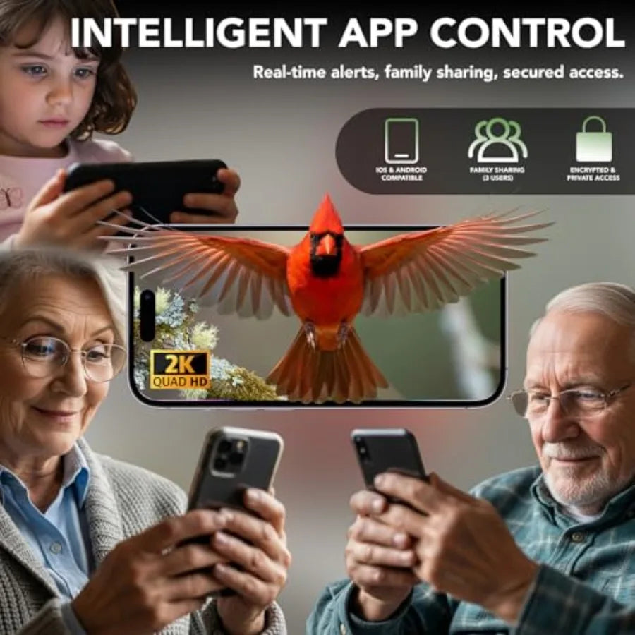 SHXI Solar Powered Bird Feeder Camera 2K AI Identify Species