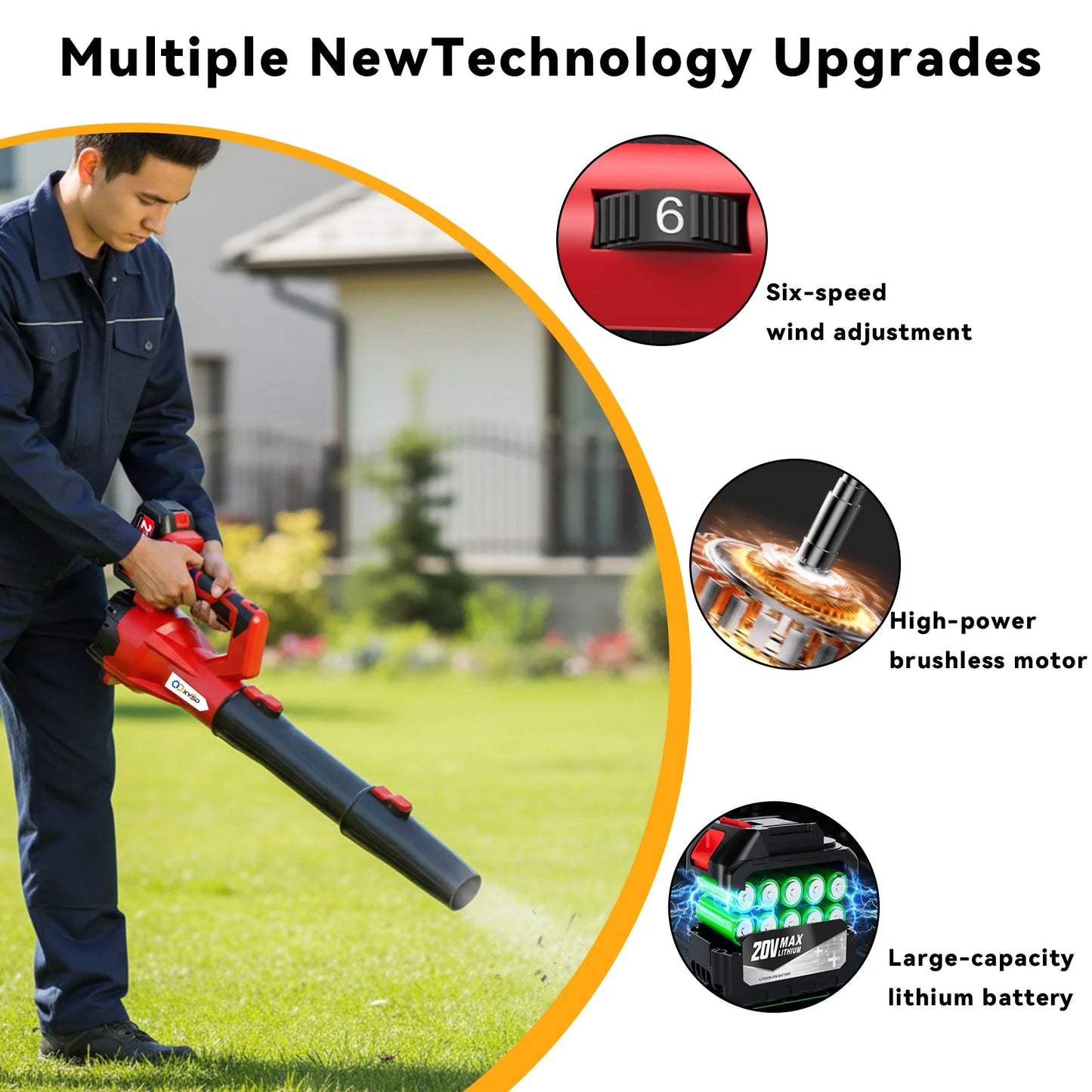 XYSD Cordless Leaf Blower 650 CFM With 21V 4.5Ah Battery