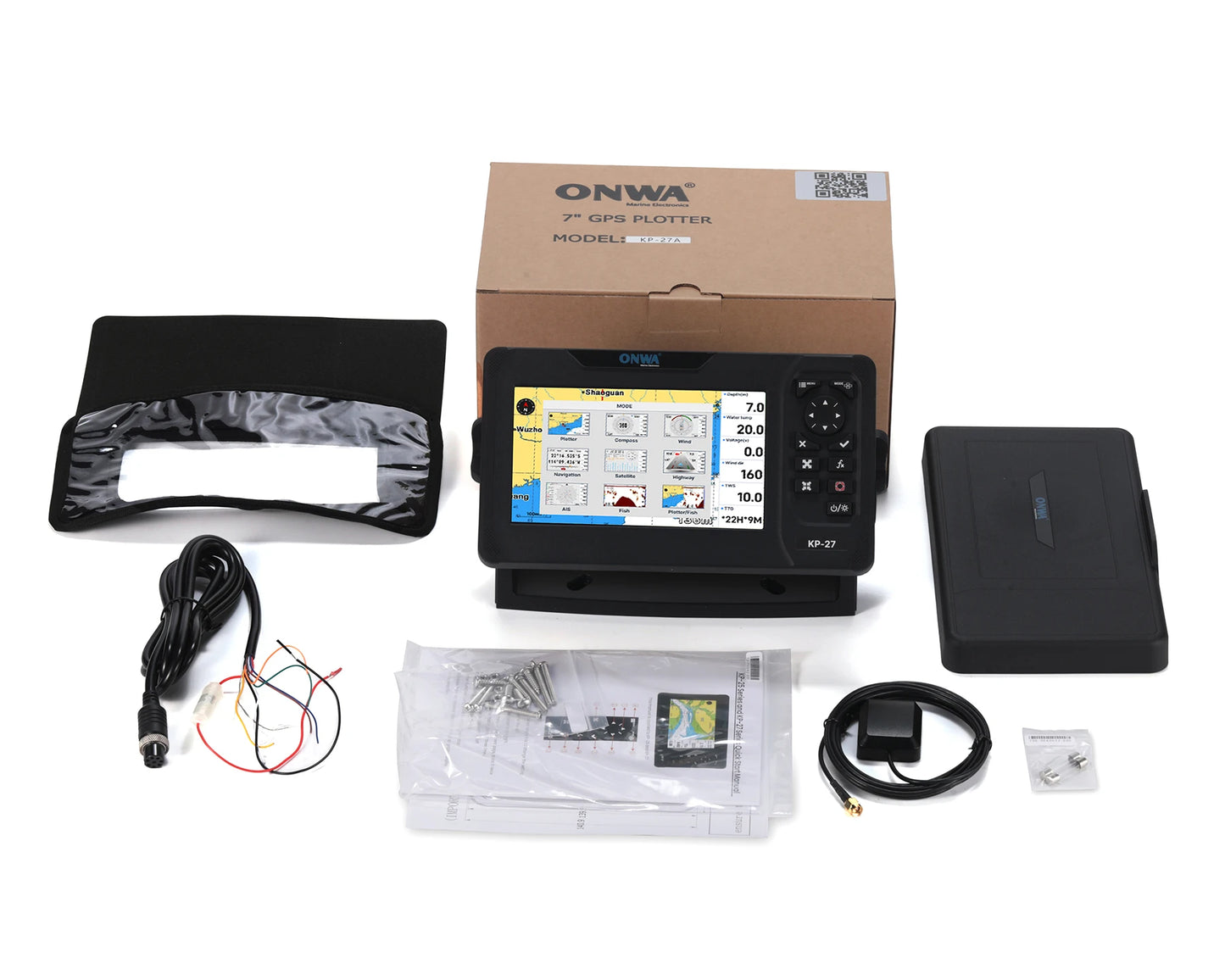 ONWA KP27A Galileo GPS Chart Plotter With GPS Antenna AIS Transponder