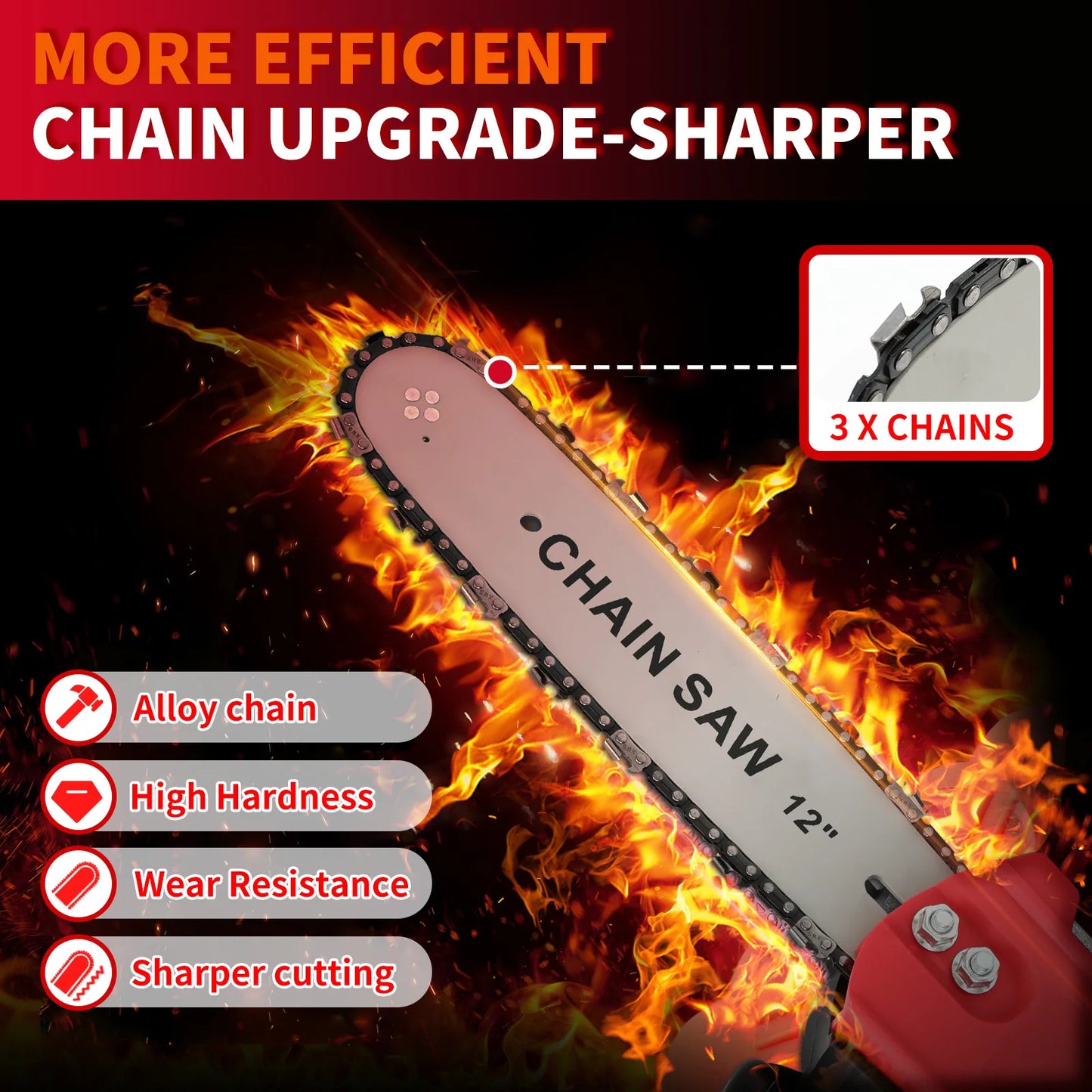 Cordless Chainsaw Handheld Electric 1800W Brushless One-Handed Tool