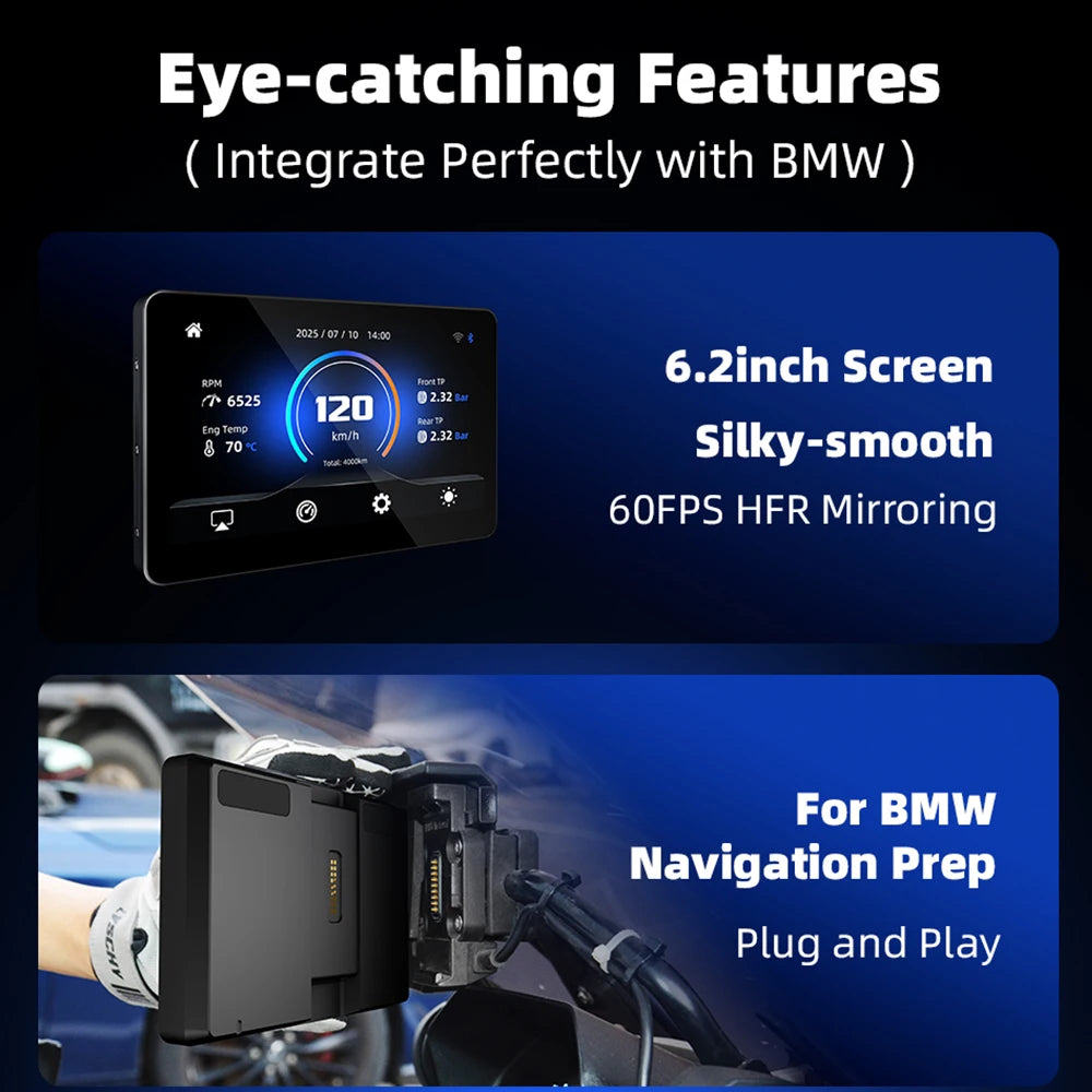 EKIY GPS Motorcycle Navigation Wireless CarPlay And Android Auto For BMW