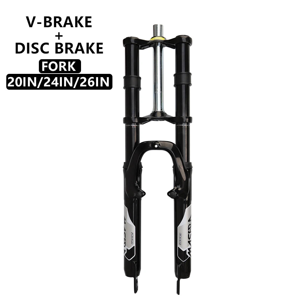 Deceleration Bicycle Front Fork, Mountain Bike Suspension Fork, MTB Double Shoulder Shock Absorber, 20 ", 24", 26"