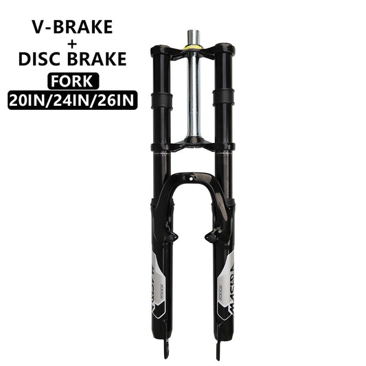 Deceleration Bicycle Front Fork, Mountain Bike Suspension Fork, MTB Double Shoulder Shock Absorber, 20 ", 24", 26"