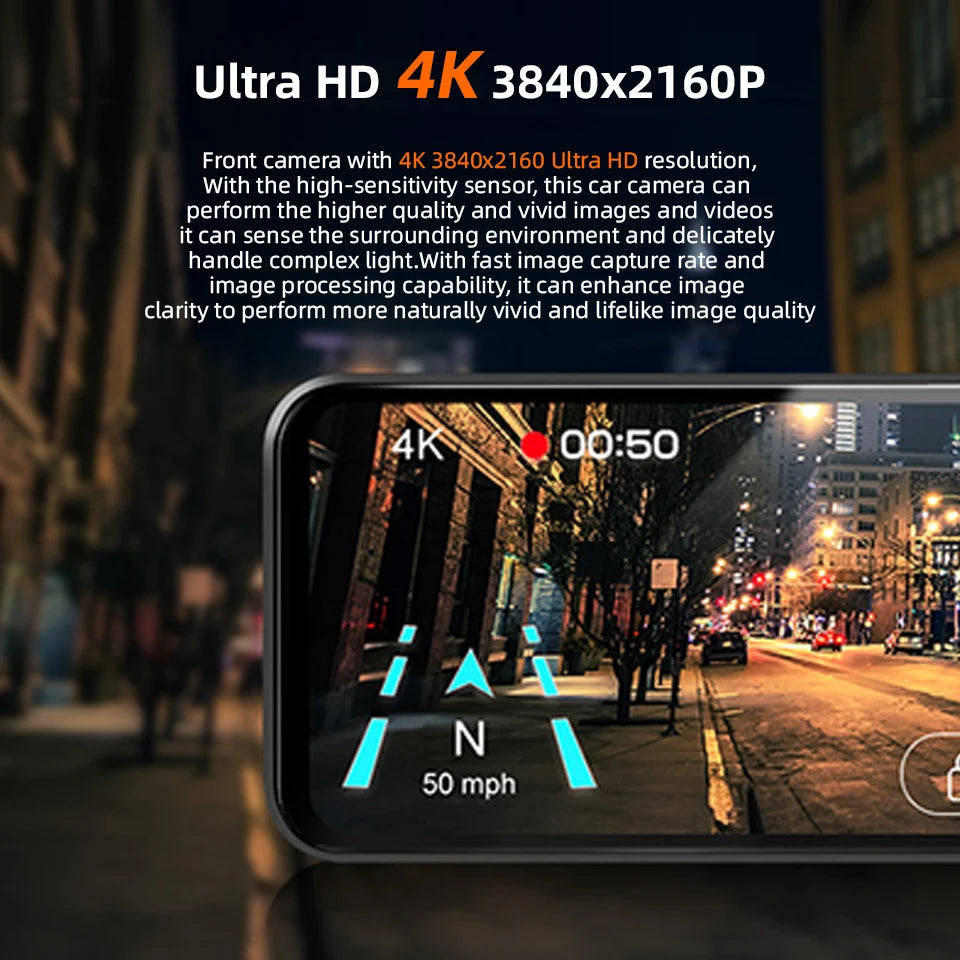 Acceo 4K Dashcam With Dual Channel Recording ADAS GPS