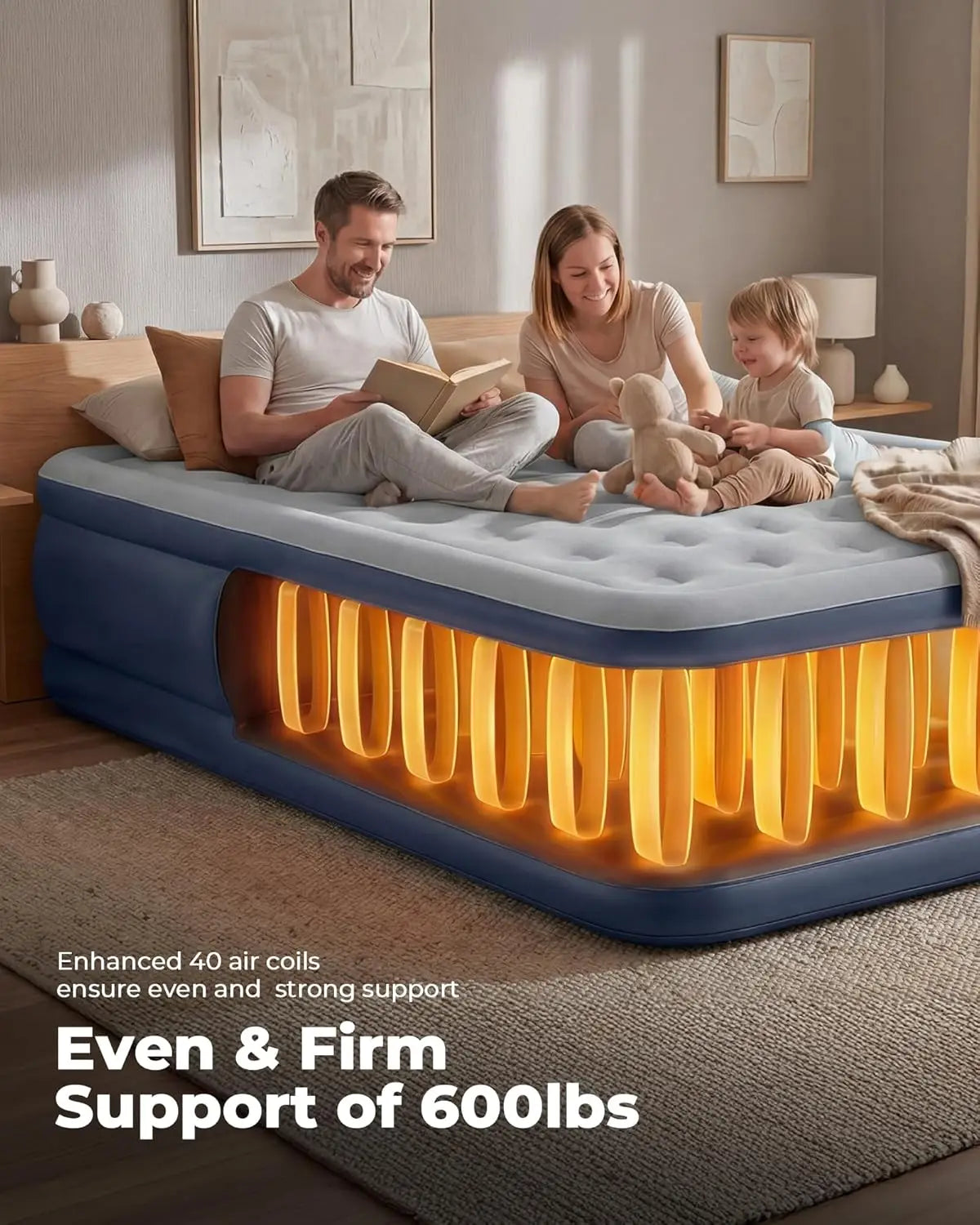 Air Mattress Built-In Pump for Guests and Camping Comfort