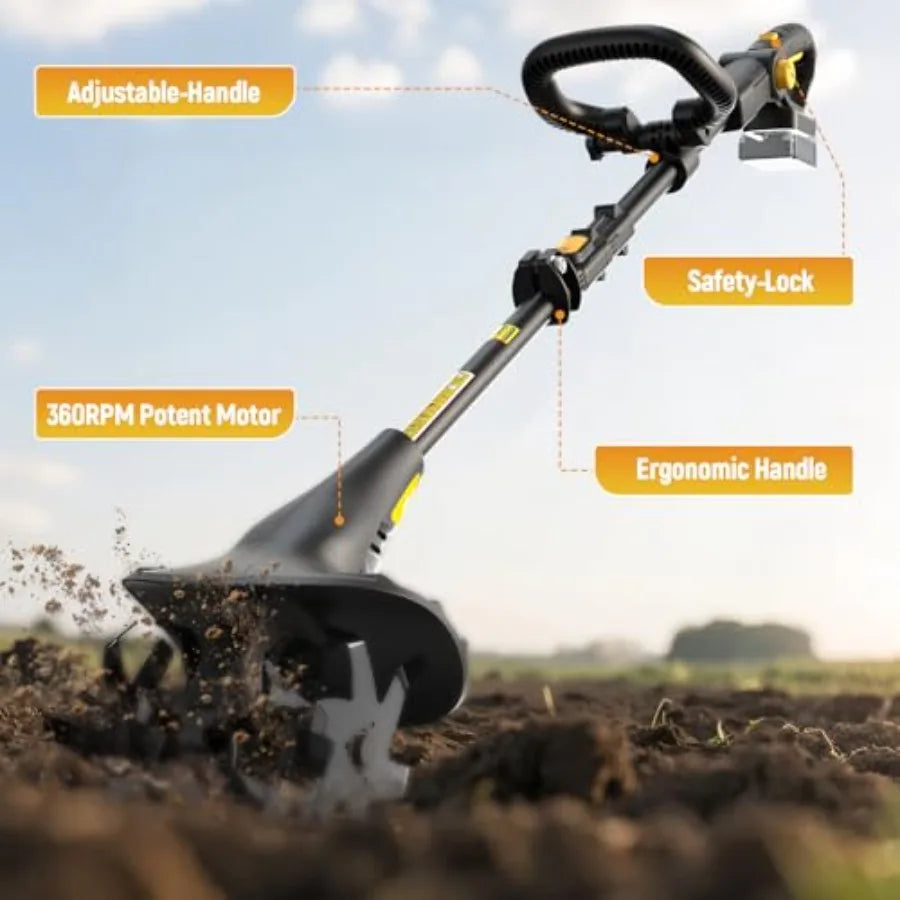 Cordless Tiller Cultivator For 20V Max Battery 360 RPM