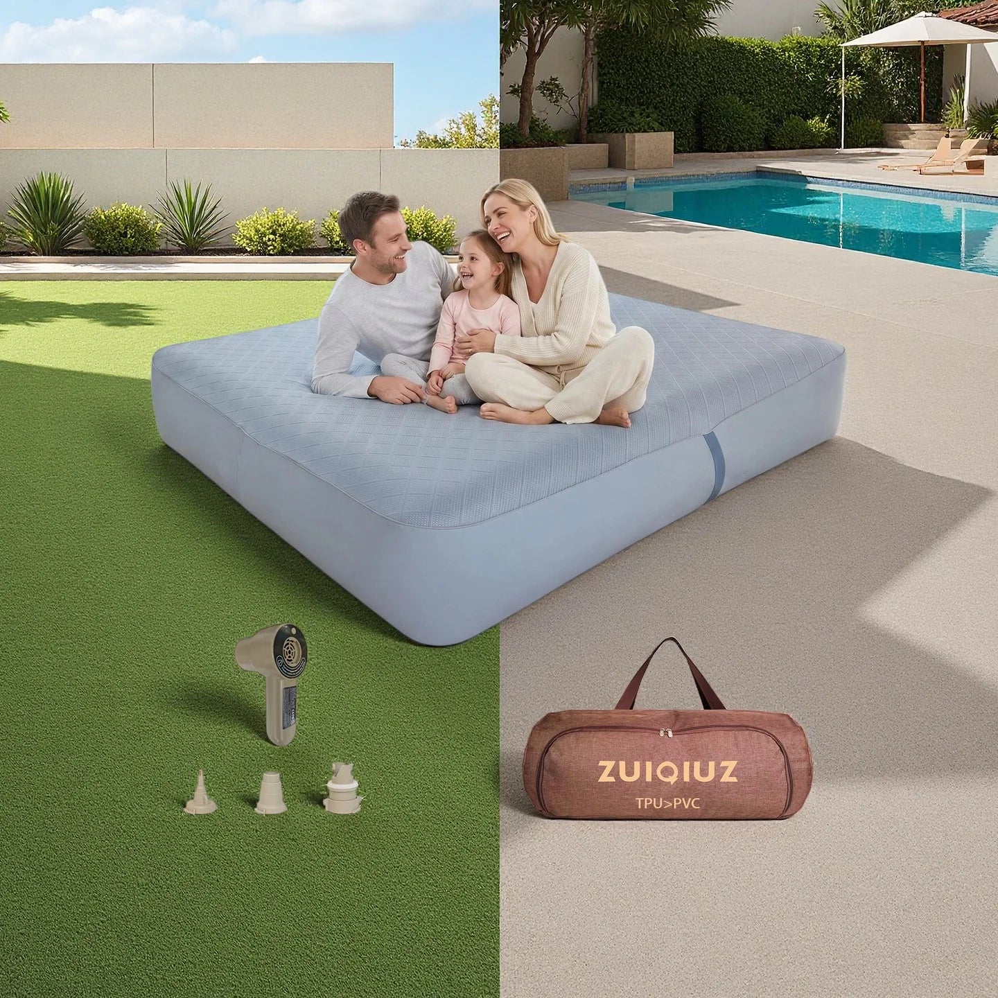 Outdoor Camping Air Mattress With Built In Pump For Trips