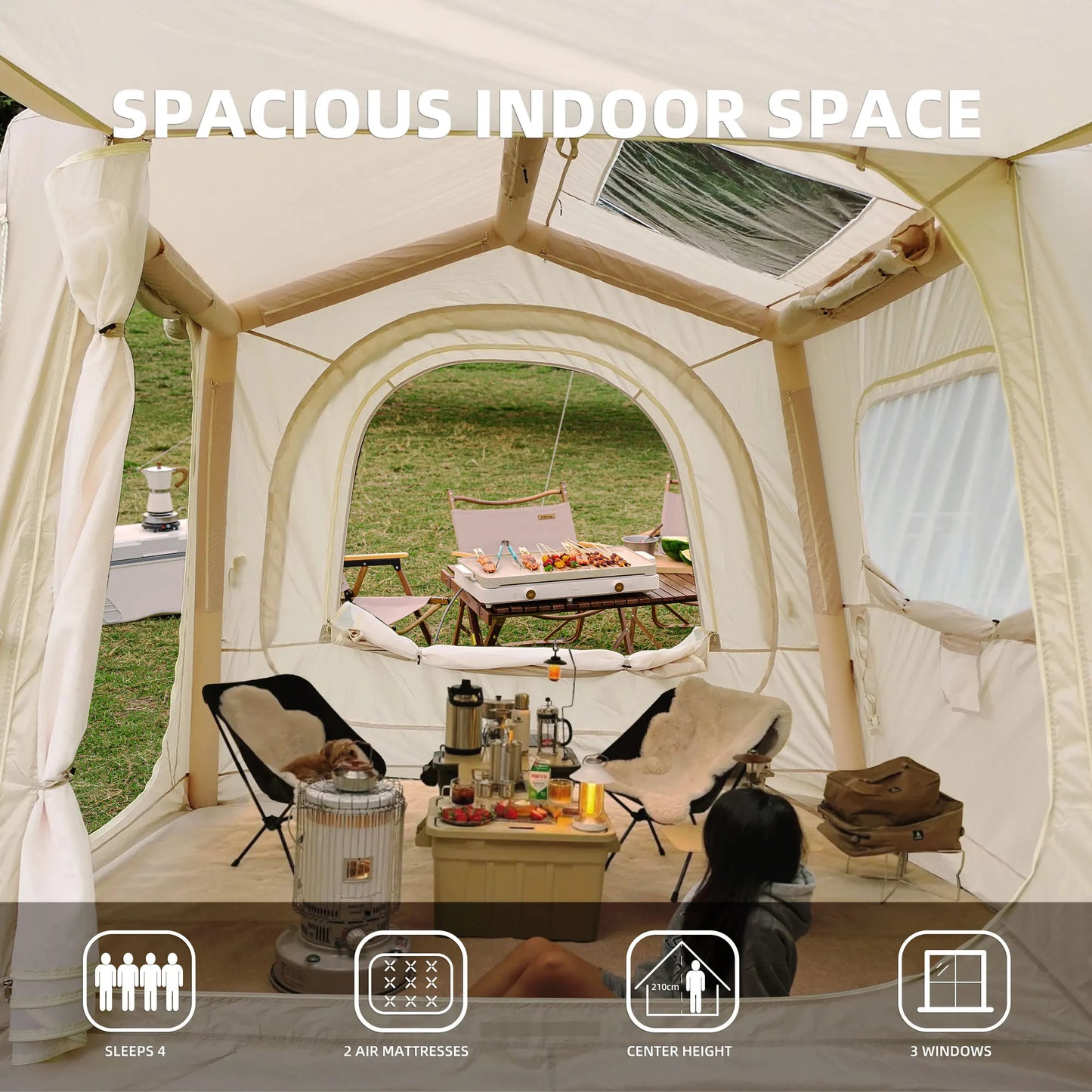 Inflatable Camping Tent For SUV Easy Setup Waterproof Air Glamping