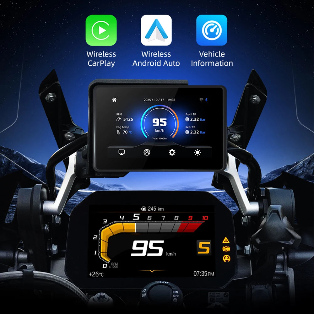 EKIY Wireless CarPlay Android Auto GPS Motorcycle Dashboard For BMW