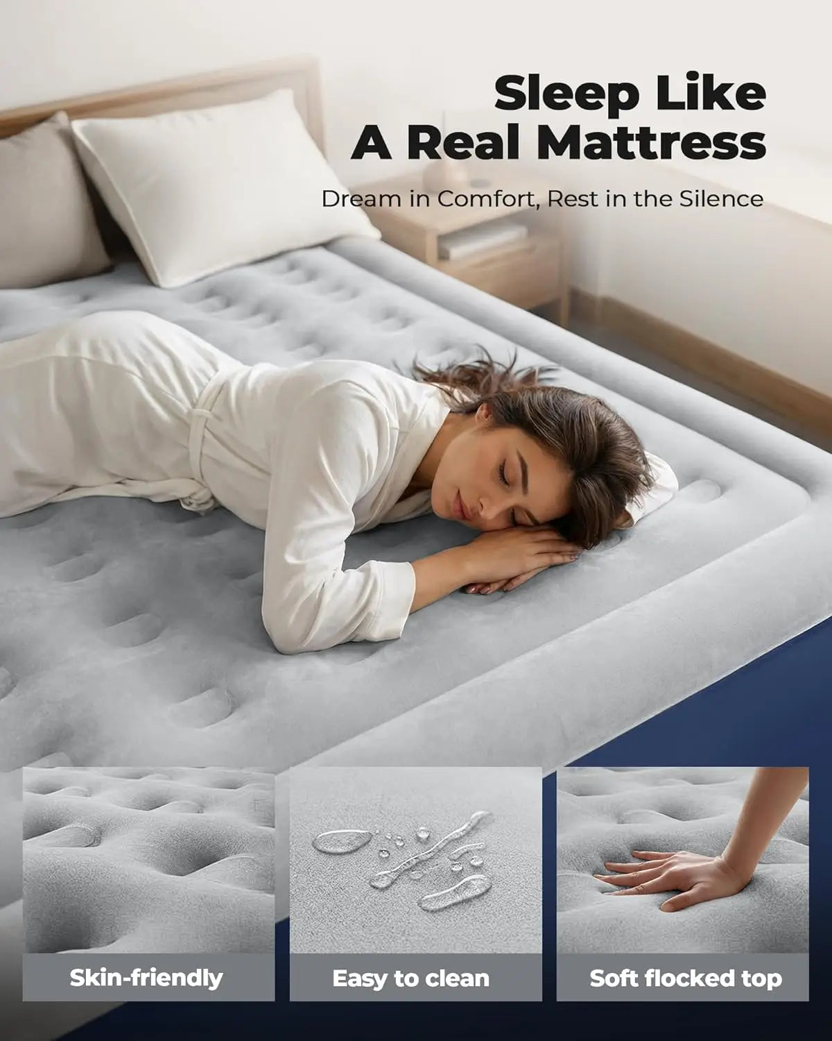 Air Mattress Built-In Pump for Guests and Camping Comfort