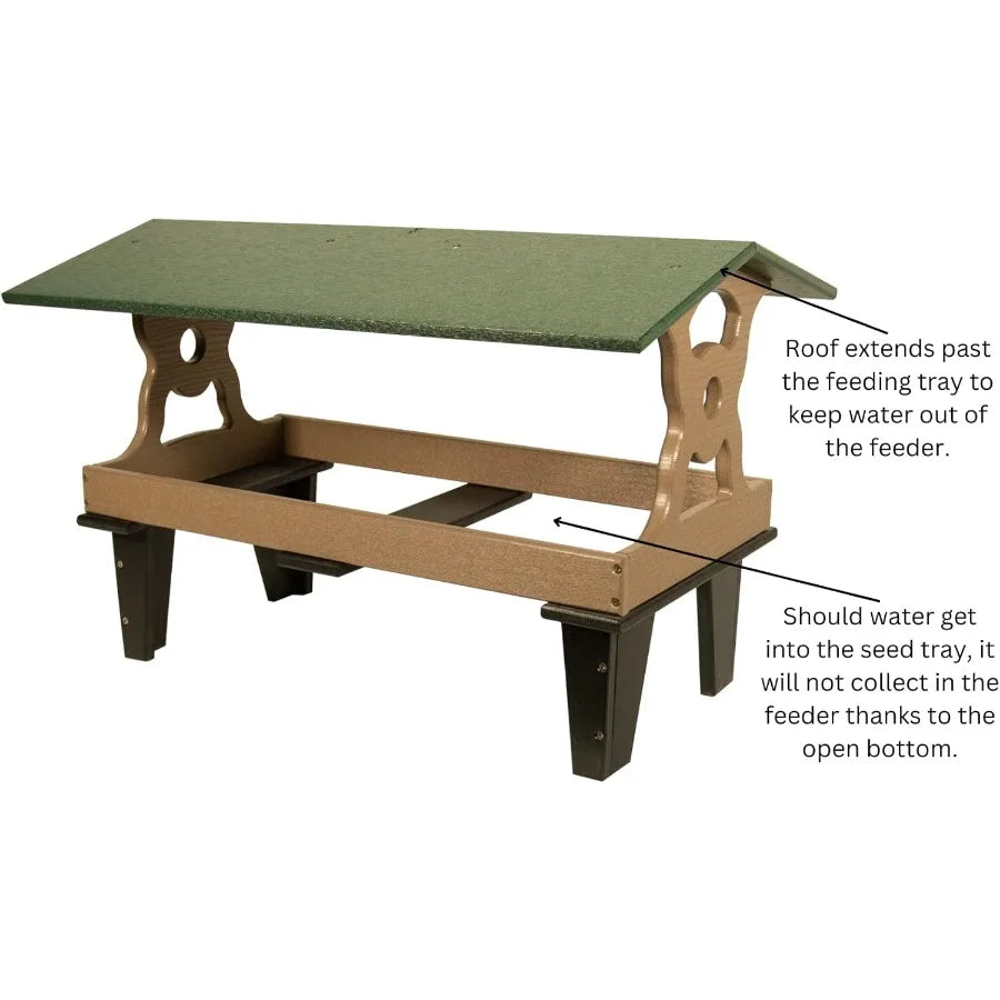 SHXI Colossal Ground Fly Thru Bird Feeder With Removable Tray