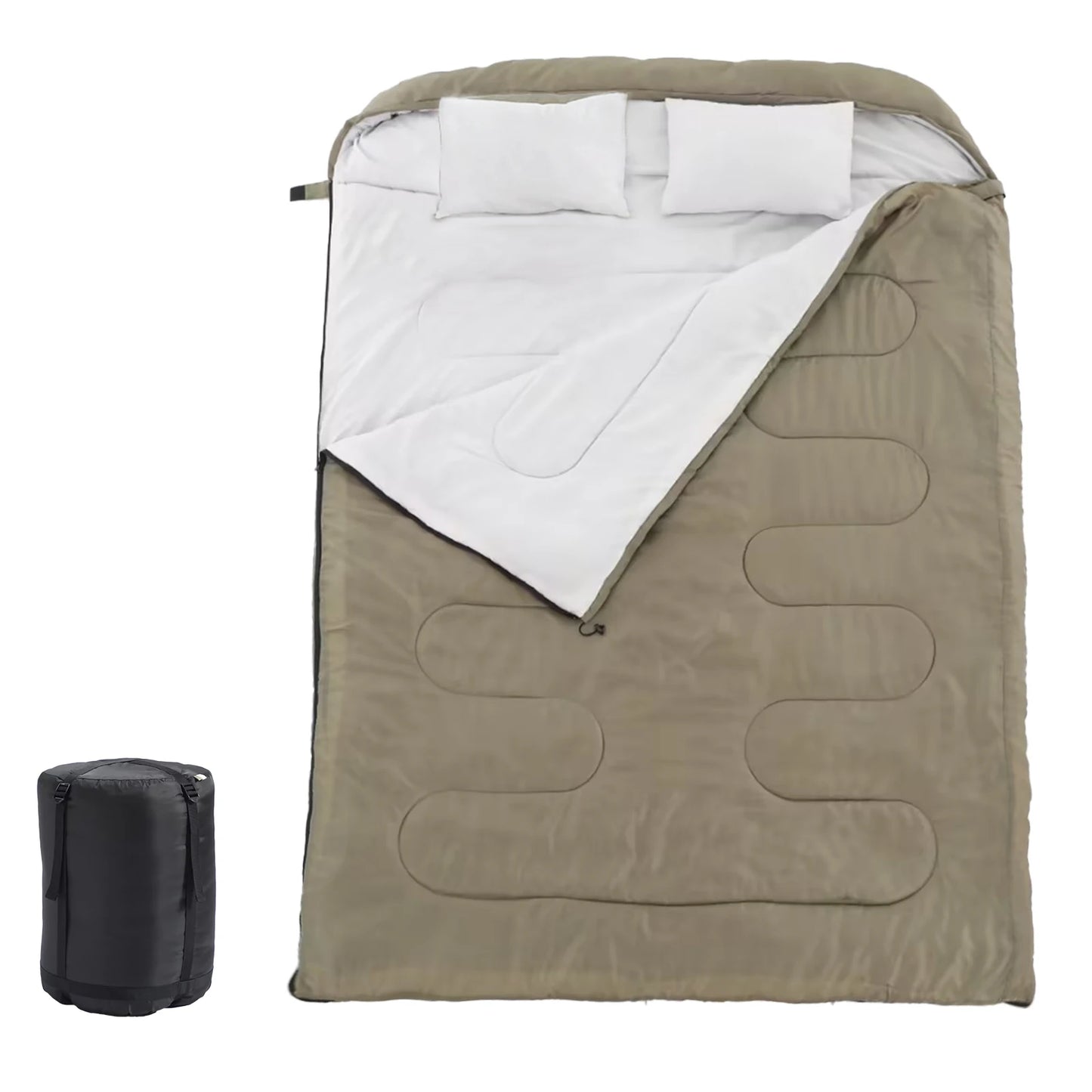 Lightweight Double Sleeping Bag For Two Adults With Pillow 3 Season Portable
