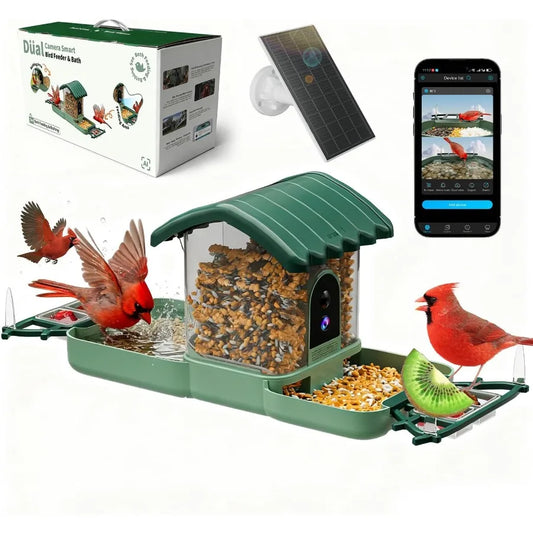 SHXI Dual Lens Smart Bird Feeder With Camera And Bath