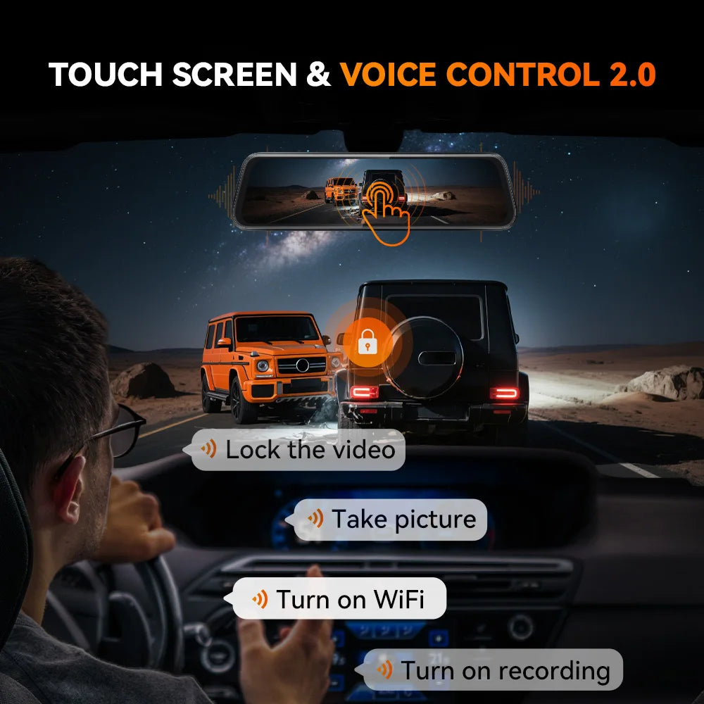 Wolfbox M40 Dash Cam 4K Plus 1080P Voice Control ADAS