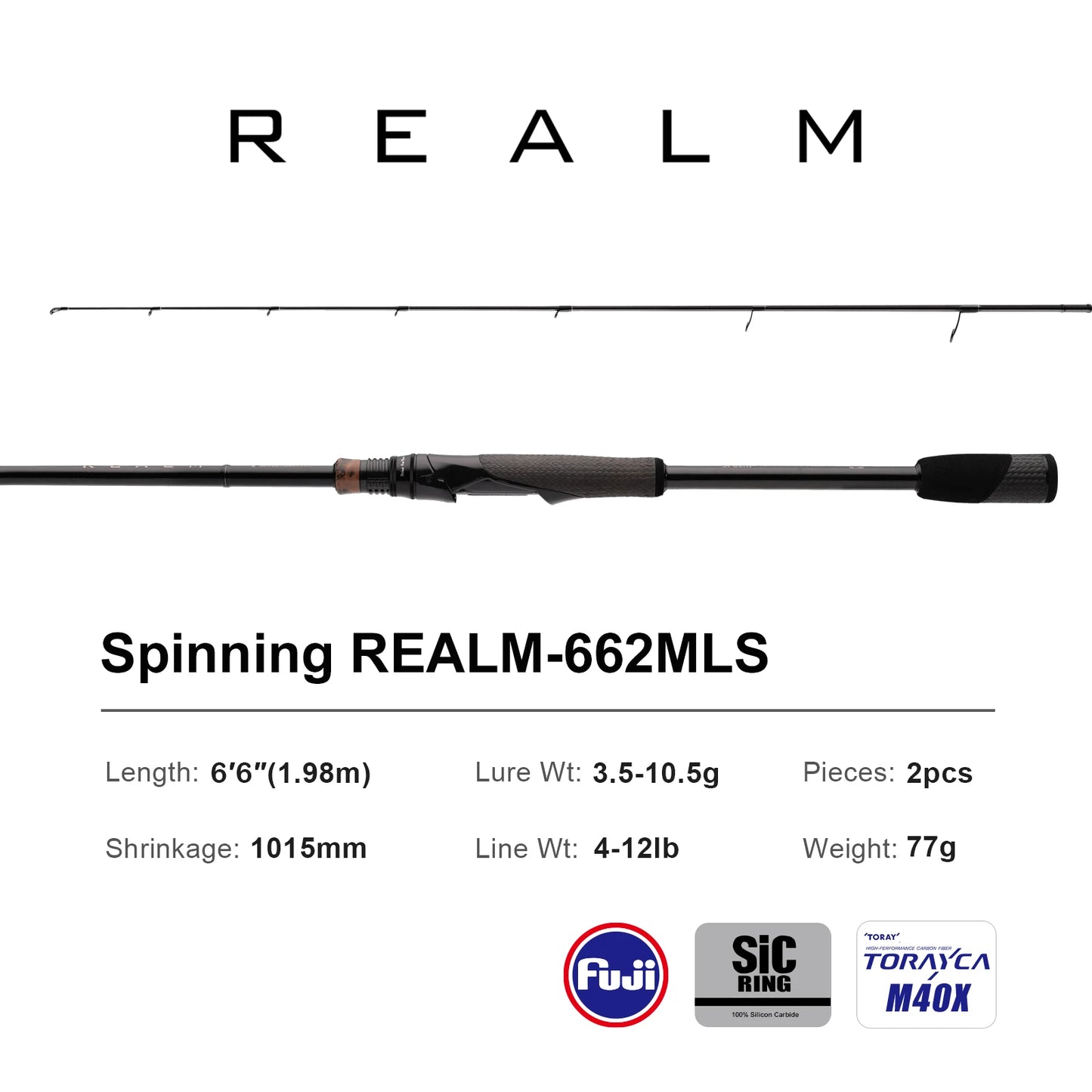 Pure-lure Realm Bass Rod FF Action Spinning Toray Carbon