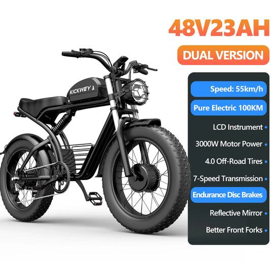 Kickwey K7 1500W Electric Fat Tire Mountain Bike Offroad