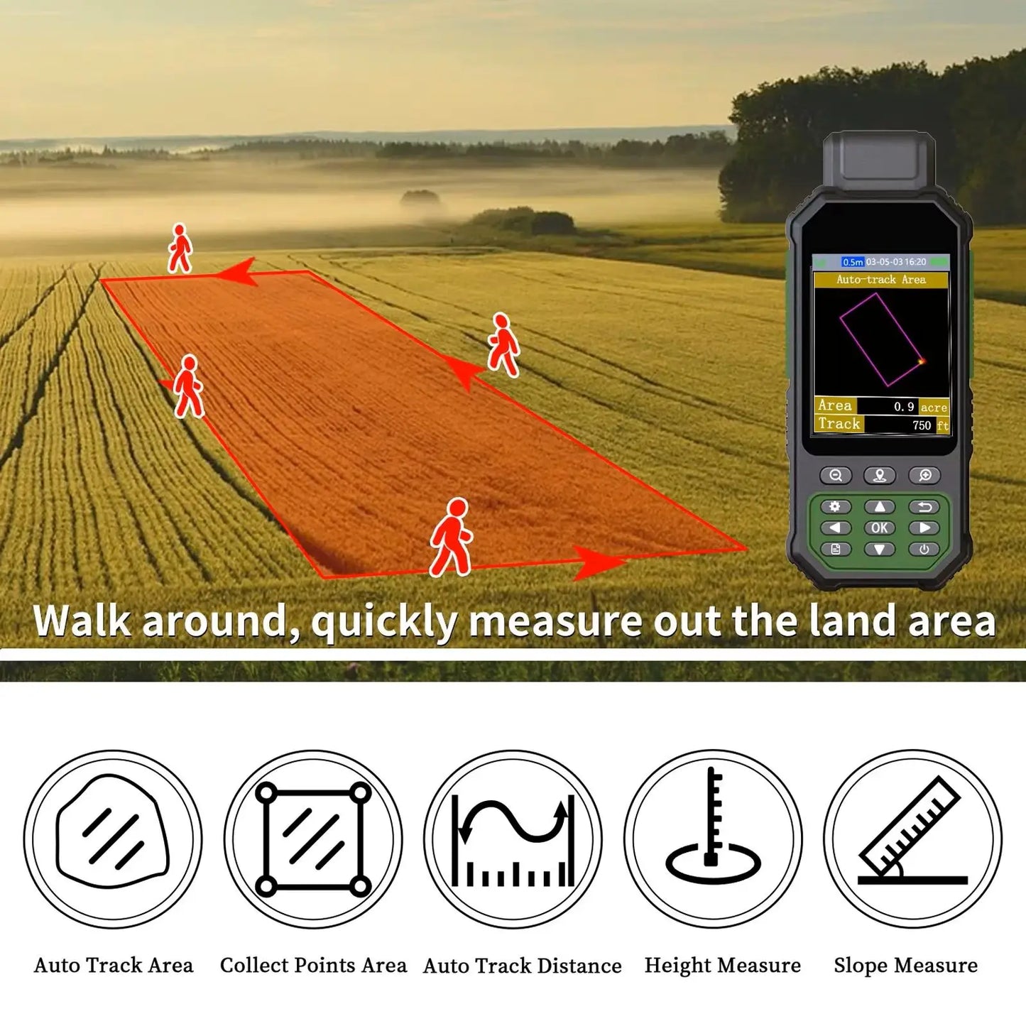 ZL190PLUS Handheld GPS Land Area Meter High Precision Surveying Equipment