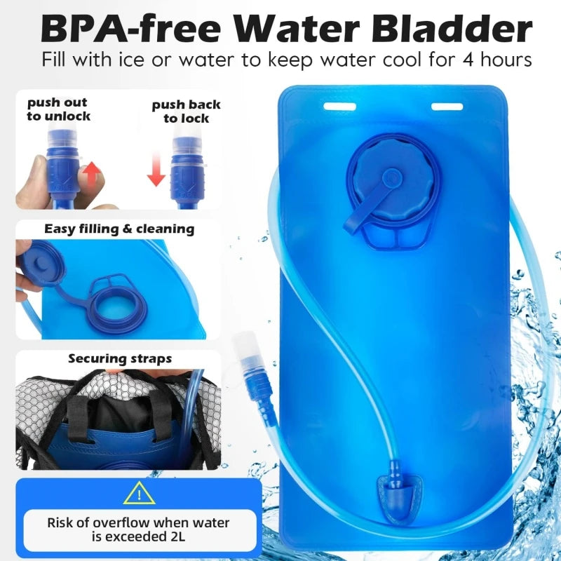 Hydration Backpack 2L with Lightweight TPU Oxford Cloth Water Bladder for Hiking