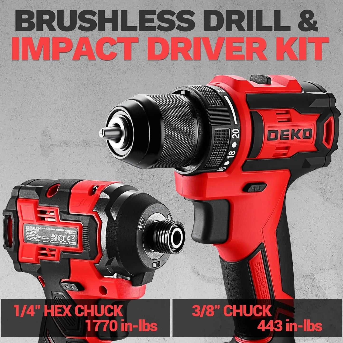 20V Brushless Drill And Impact Driver Combo Kit With 2x2.0Ah Batteries