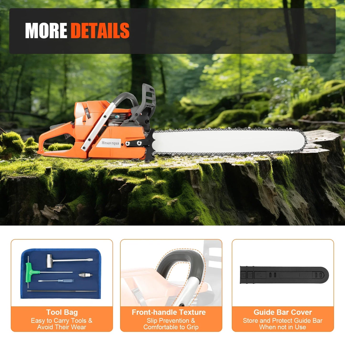 Cheuraivee Gas Powered Chainsaw 72cc 2 Stroke Handheld Wood Cutter