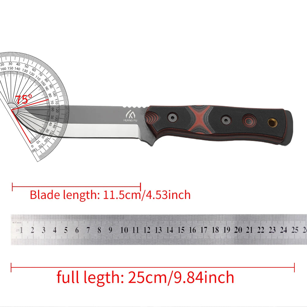 HUANGFU G10 Fixed Blade Knife With Sheath For Outdoors
