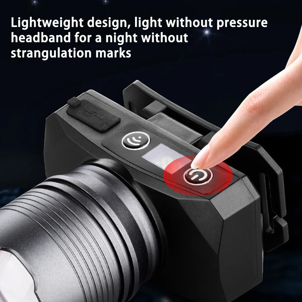FZCSPEED Rechargeable Three Light Headlamp White LED Waterproof Camping Outdoor