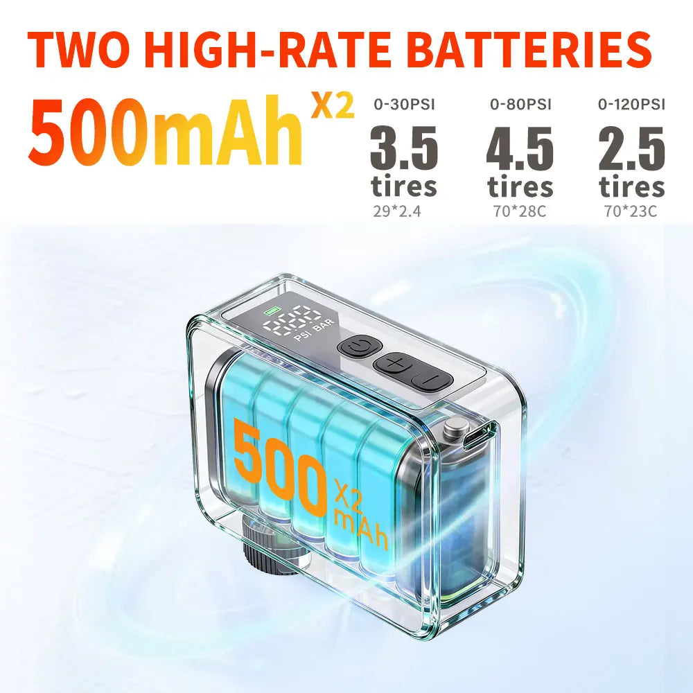 Electric Bicycle Inflator 130 PSI Portable Air Pump With Display