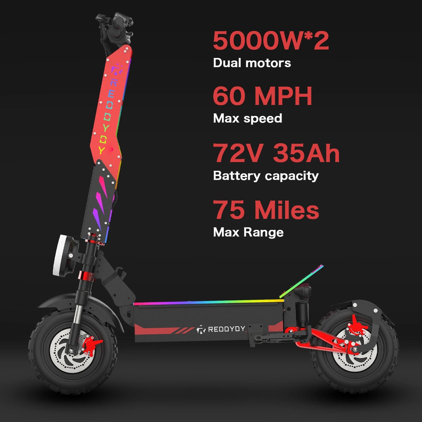 REDDYDY Offroad Electric Scooter Dual Motor 10000W 60 MPH