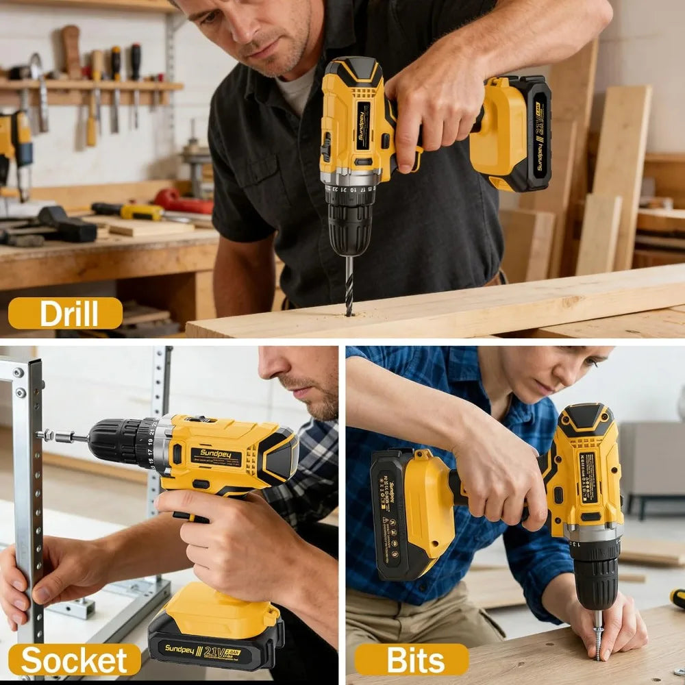 267 Piece Home Tool Kit With 21V Cordless Drill 2.0Ah Battery And Charger