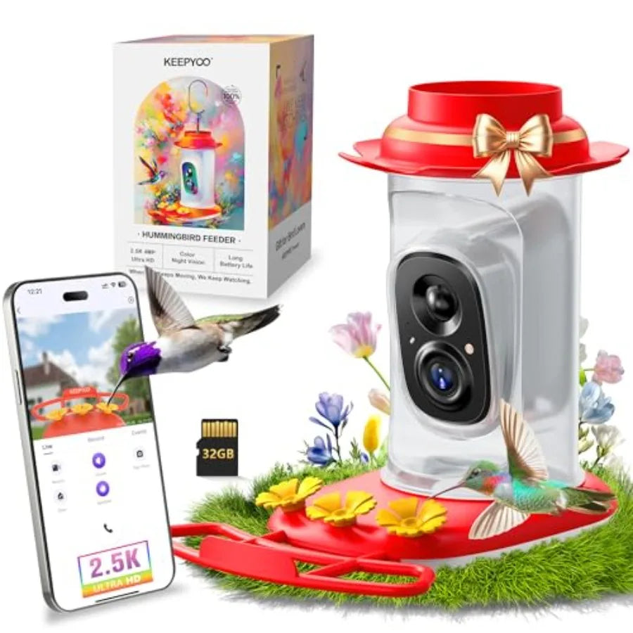 2.5K Hummingbird Feeder With Camera Wireless Smart Bird Feeder AI Identify 32GB