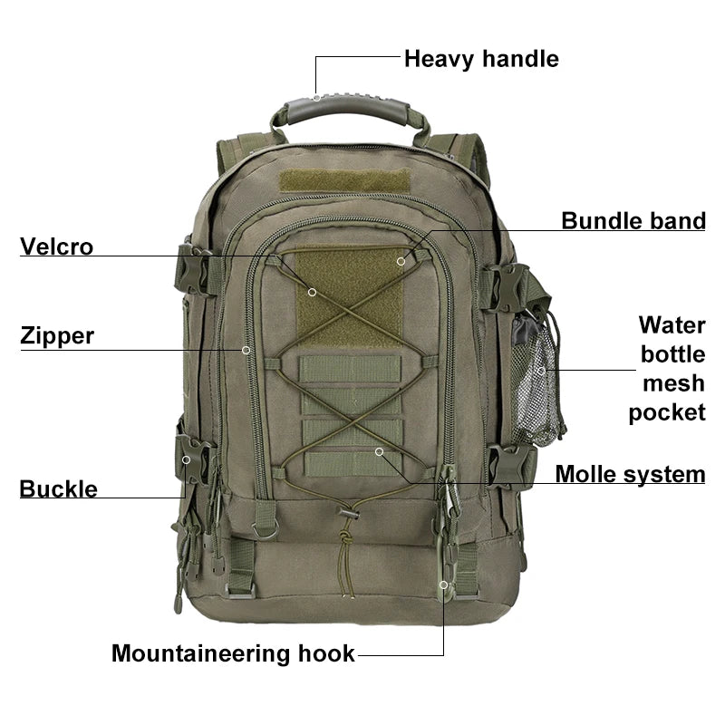 LQARMY Tactical Backpack Molle Assault Pack For Camping