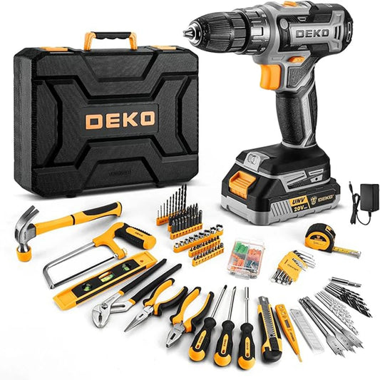 DEKO 20V Cordless Drill Kit With Battery For Home DIY