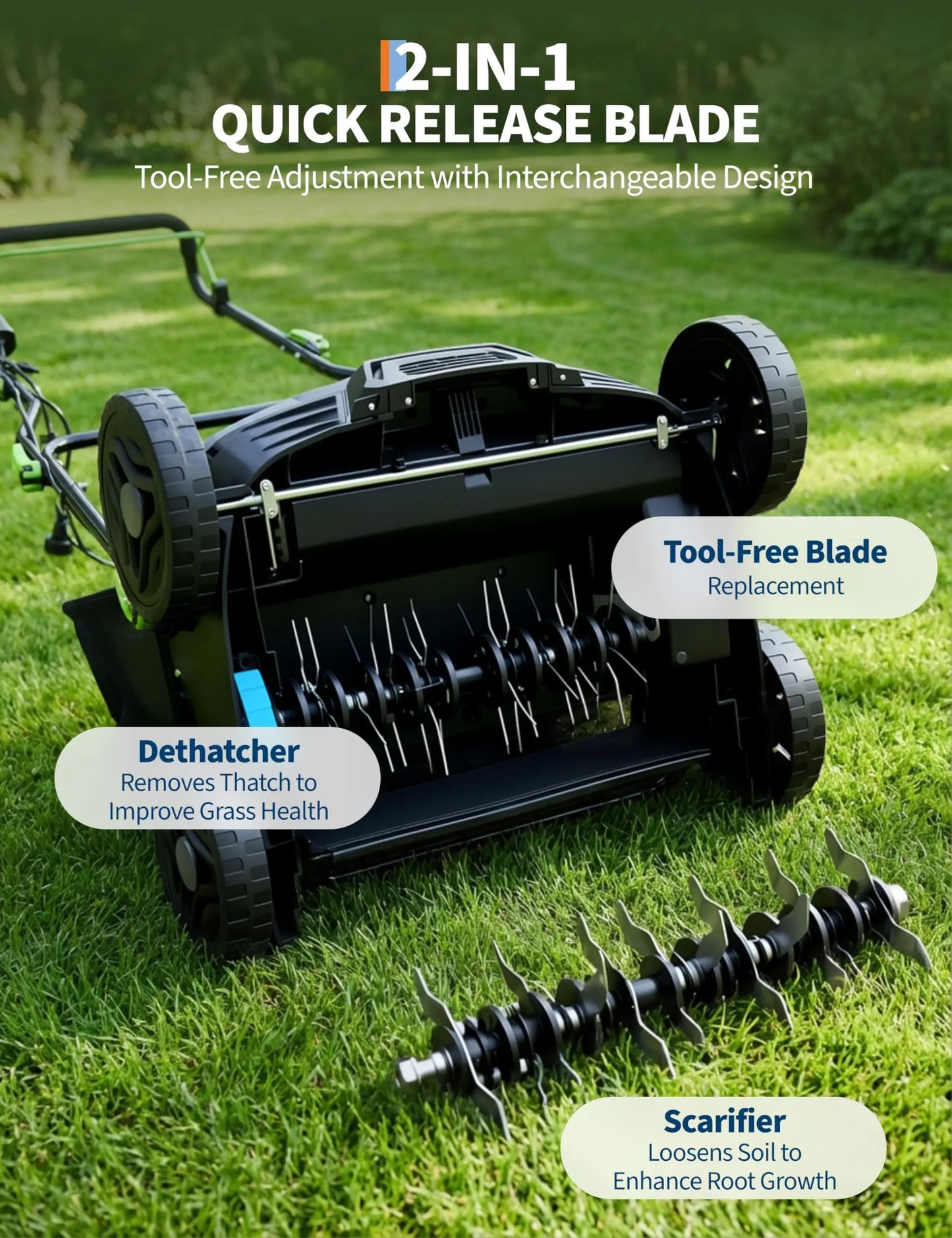 15.5 Amp Electric Lawn Dethatcher Scarifier 2-in-1