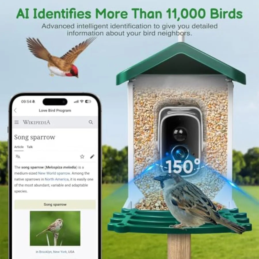 SHXI Smart Bird Feeder With Camera AI Species Identification