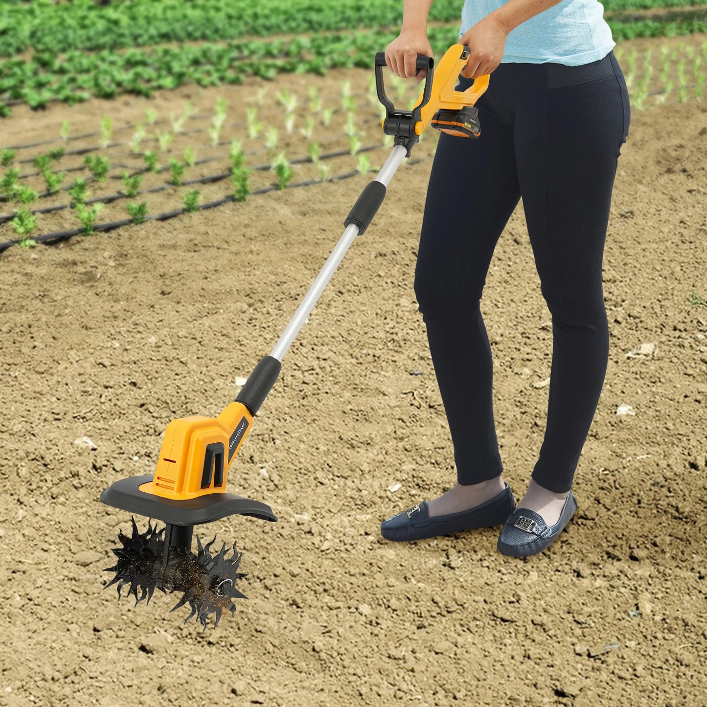 20V Cordless Tilling Machine With 2000mAh Battery And 4 Blades