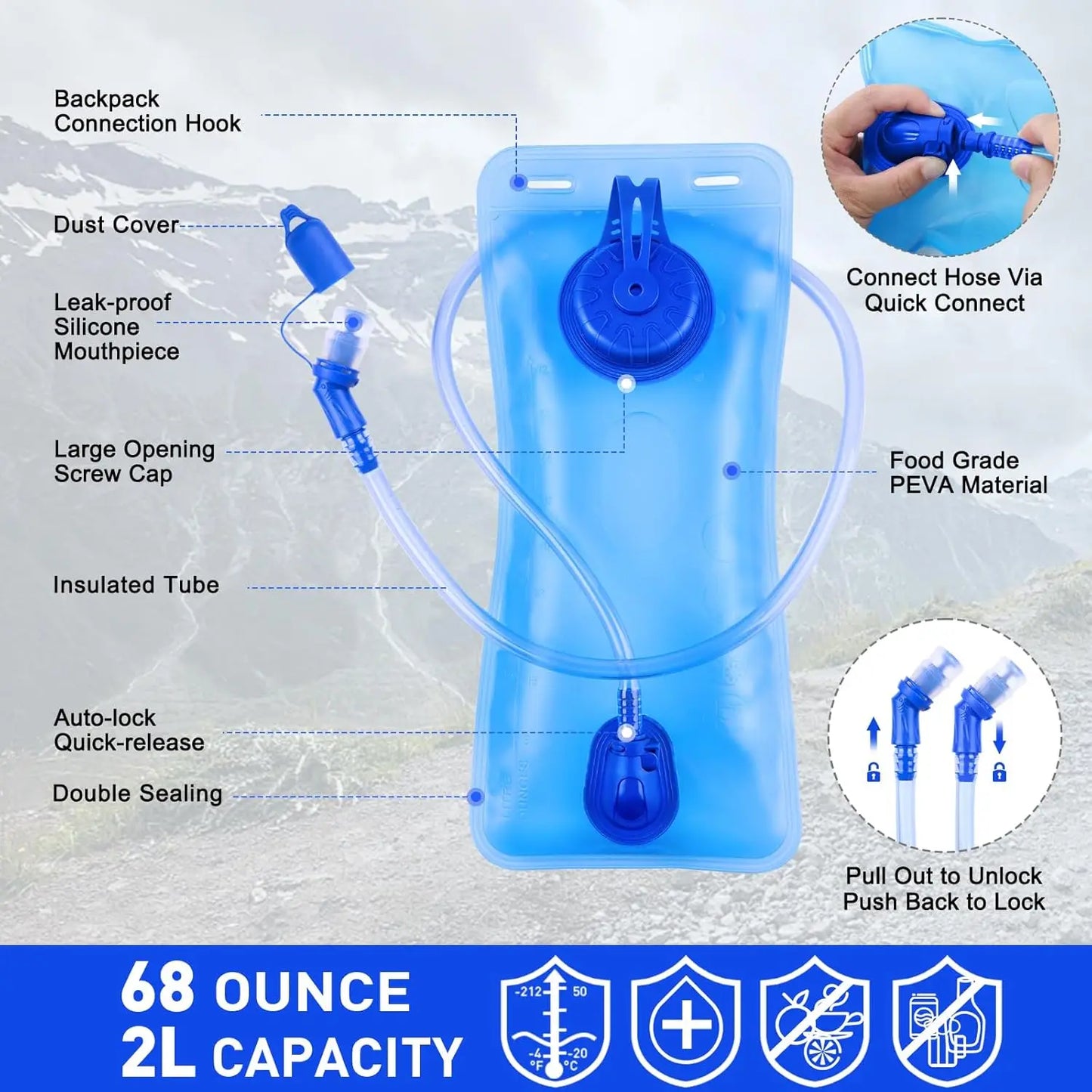 Lightweight Insulated Hydration Backpack 1.5L For Running Hiking Cycling