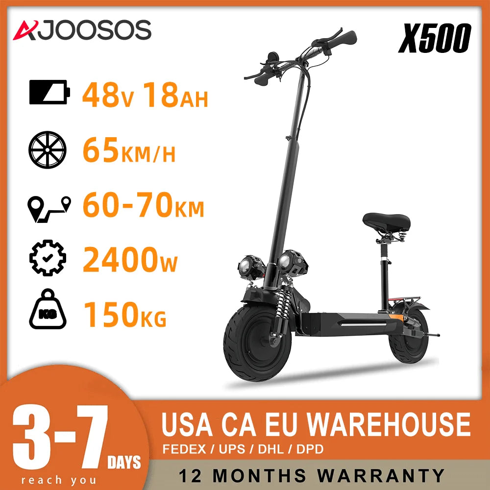Dual Motor Snow Electric Scooter 72V 6000W Off Road Folding Scooter