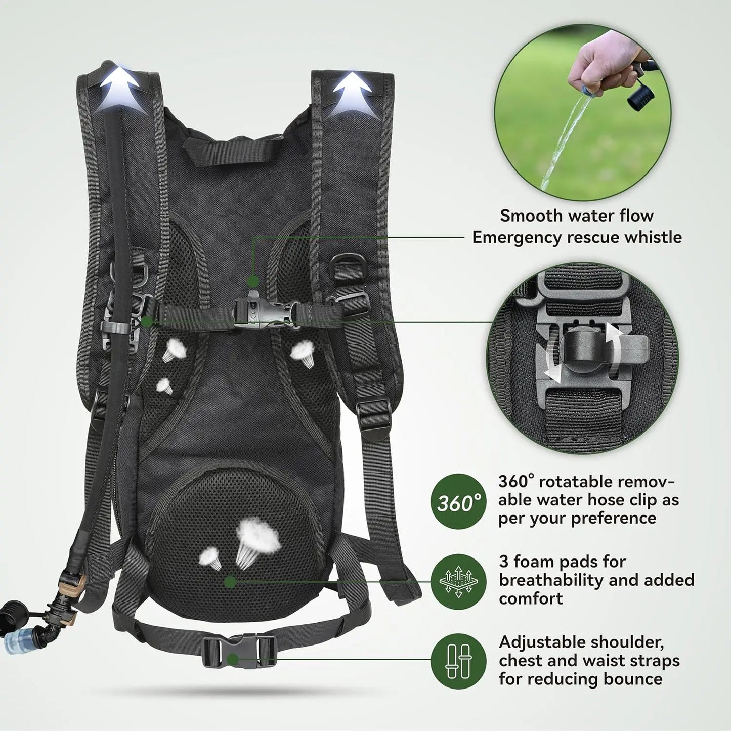 Tactical Hydration Backpack With 3L Bladder For Outdoor Activities