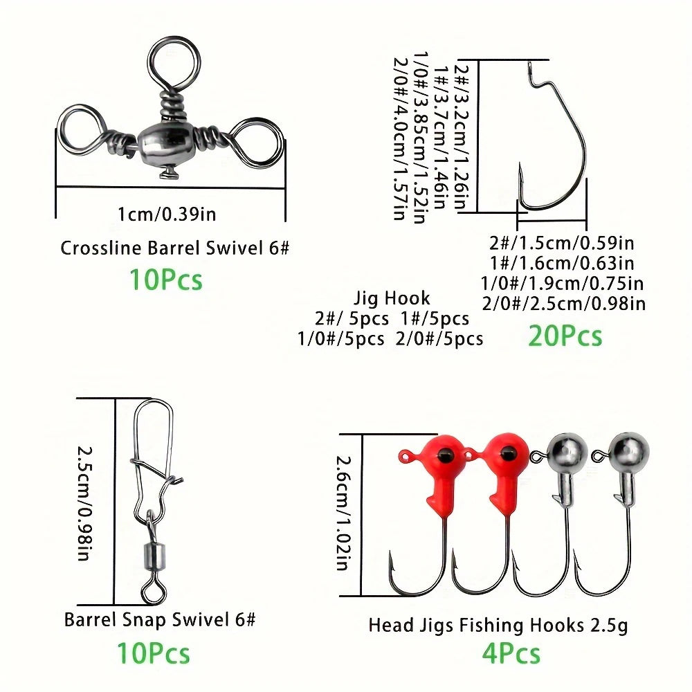 187Pcs Ultimate Fishing Kit Set Tackle Box With Hooks Sinkers