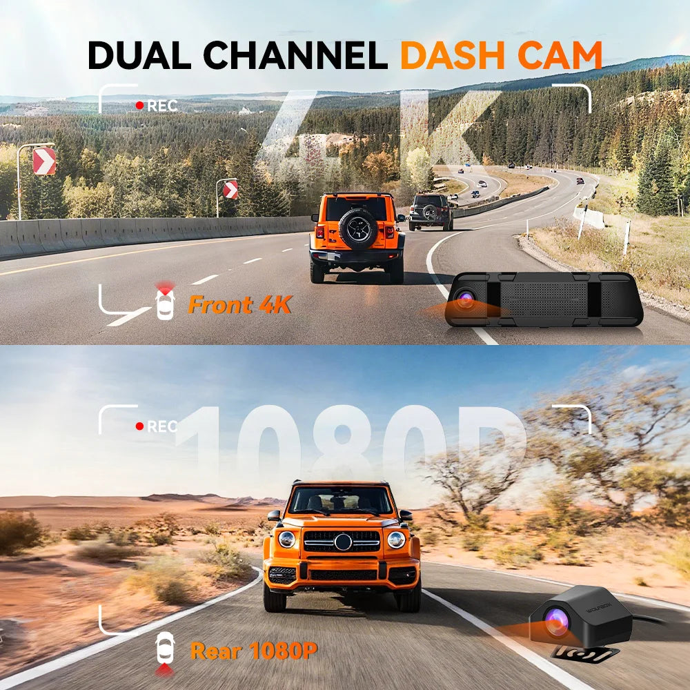 Wolfbox M40 Dash Cam 4K Plus 1080P Voice Control ADAS