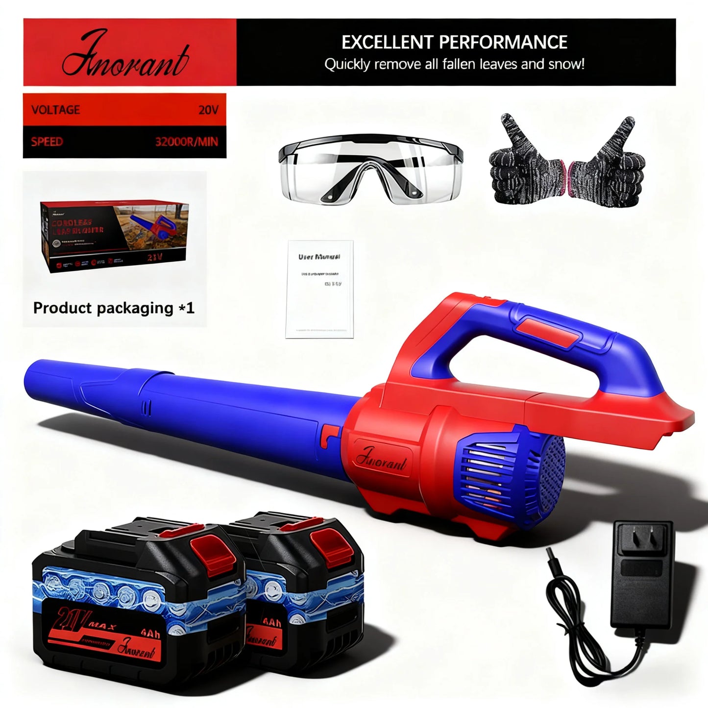 Cordless Leaf Blower With Six Speed Modes Battery Included