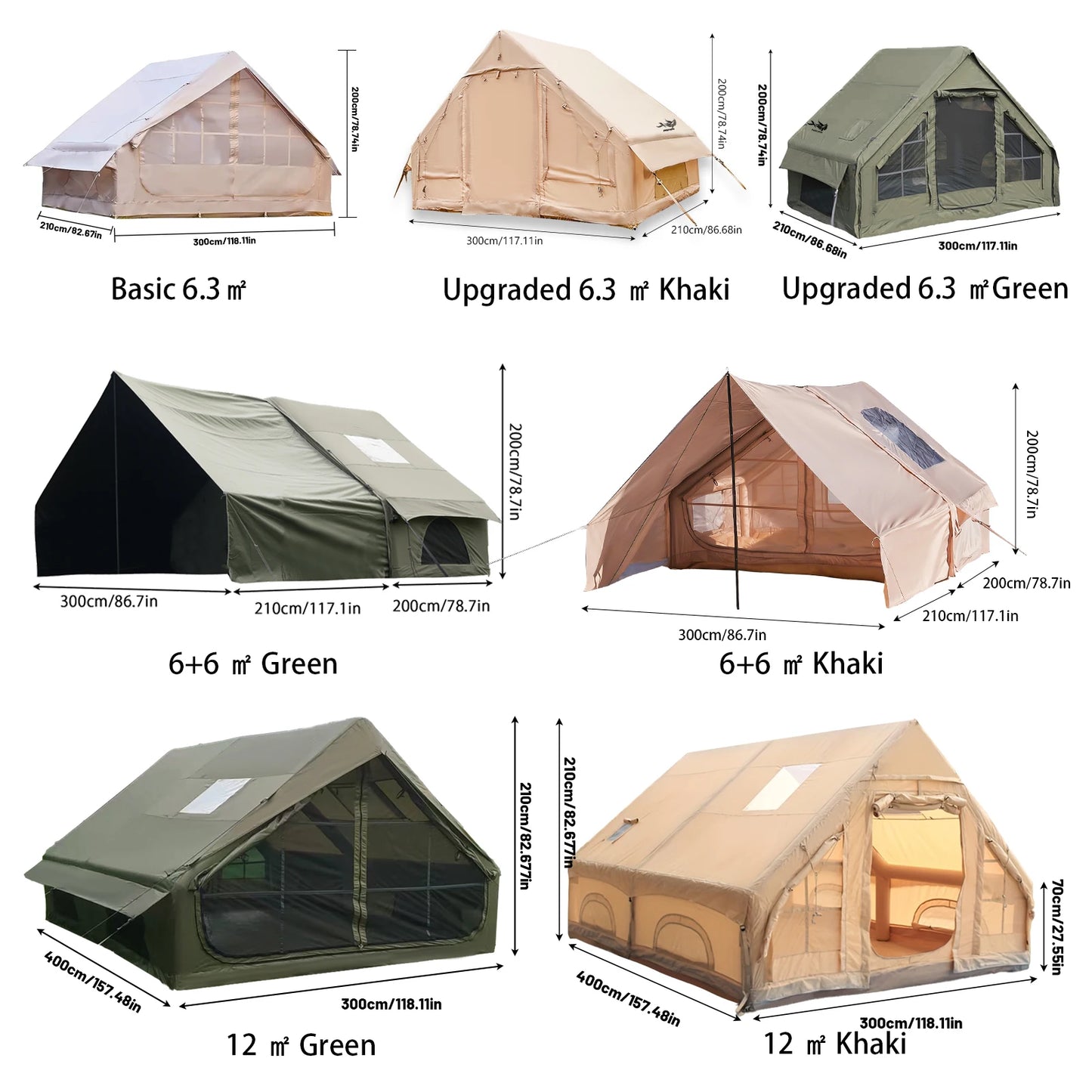 Pakicetus Inflatable Camping Tent With Skylight Breathable Mesh