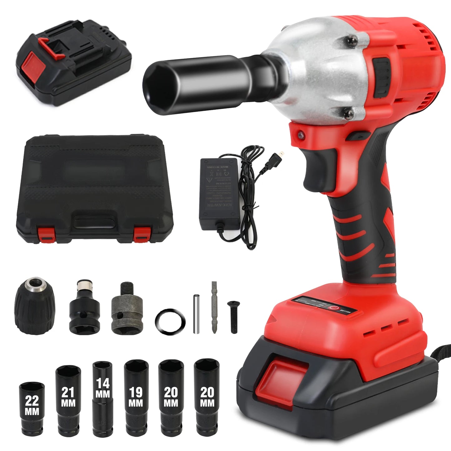 20V Cordless Impact Wrench Kit With Brushless Drill Driver Batteries