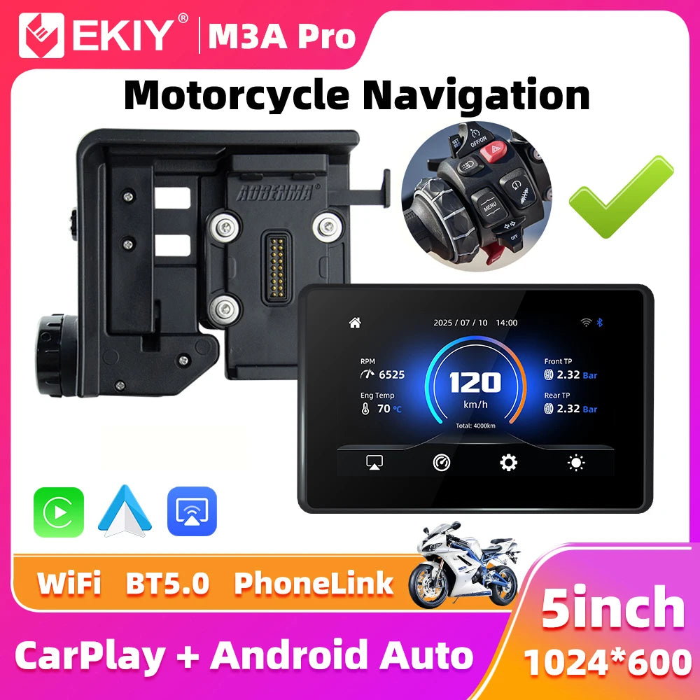 EKIY Wireless CarPlay Android Auto GPS Motorcycle Dashboard For BMW