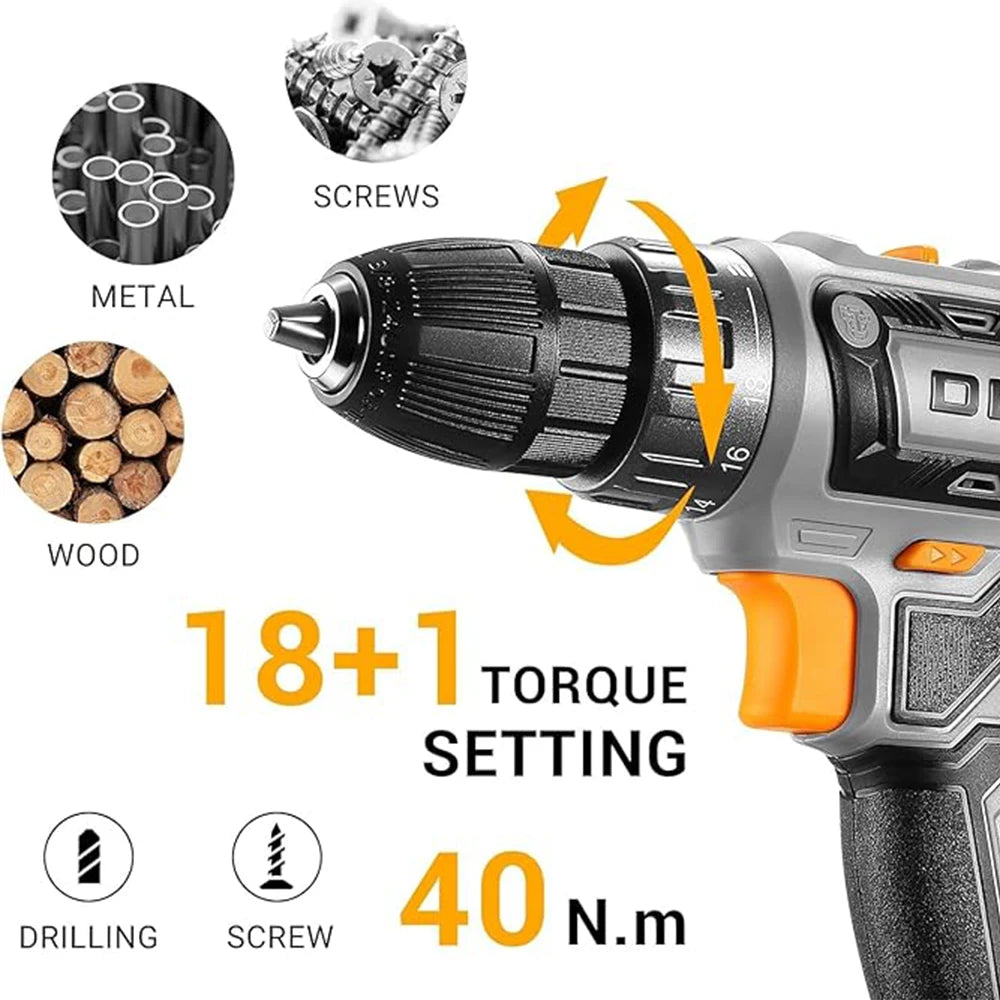 DEKO 20V Cordless Drill Kit With Battery And Charger
