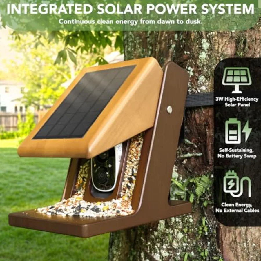 SHXI Solar Powered Bird Feeder Camera 2K AI Identify Species
