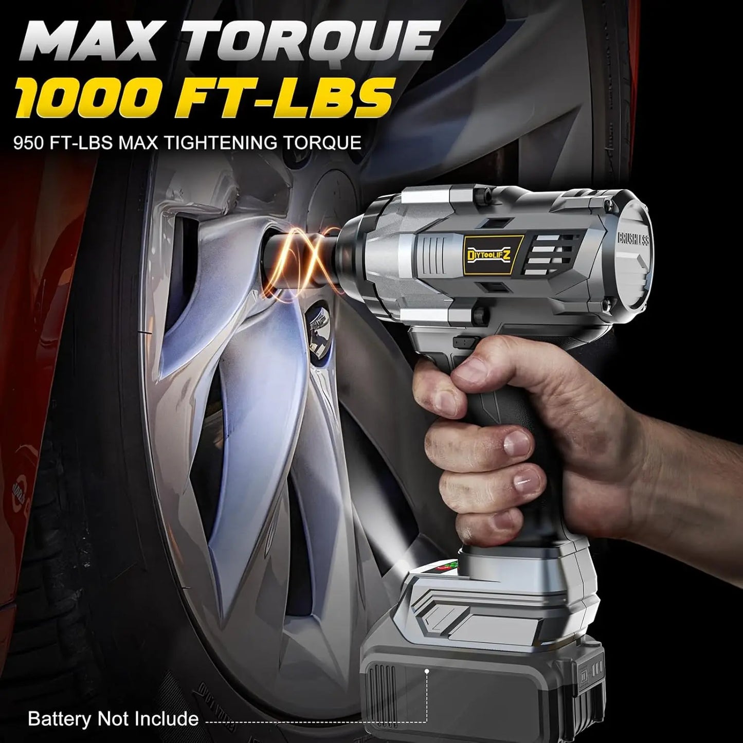 Cordless Impact Wrench 20V Battery Compatible High Torque 4 Modes